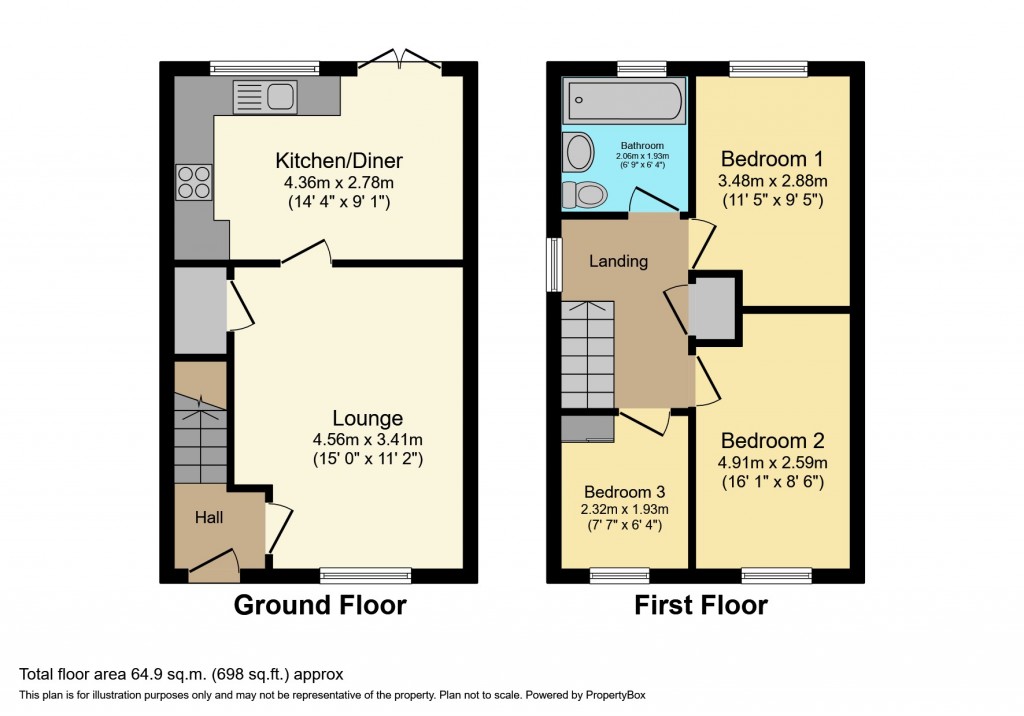 Floorplans For School Street, Church Gresley, DE11 9